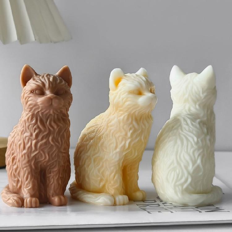 Silicone Crafting Mold Candle Moulds Resin Art Moulds Sitting Cats Shape Craft Molds Candle Making Molds for Hand-Making