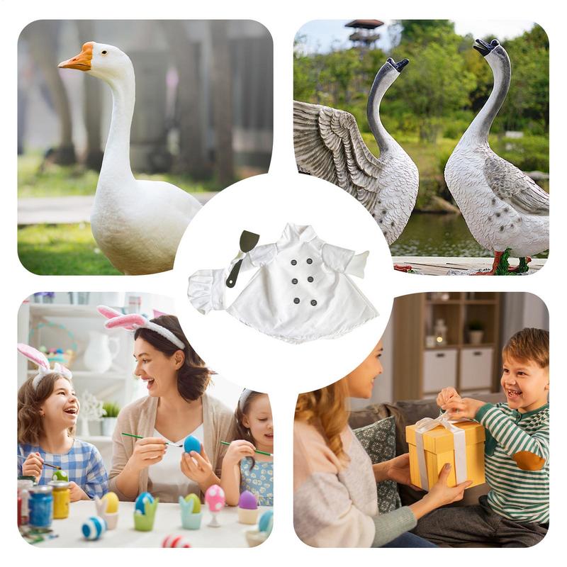 Chef Geese Costume Outdoor Geese Dress Patio Art Decoration Cartoon Chef Outfit Garden Statue Decoration For Spring Lawn Yard