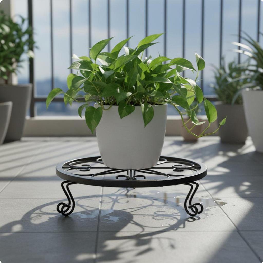 Iron Flower Pot Stand Sturdy Floral Space Saving Plant Holder Rack for Balcony, Indoor,