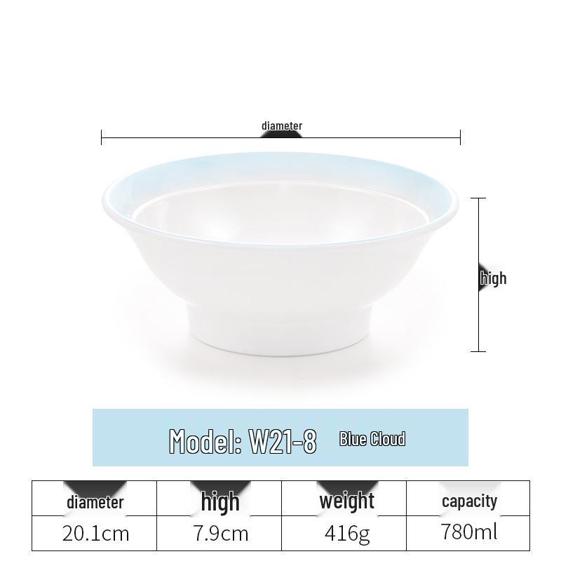 Imitation Porcelain Melamine Ramen Bowl - Large Douli Hat Design for Soup, Mala Tang, Rice Noodles