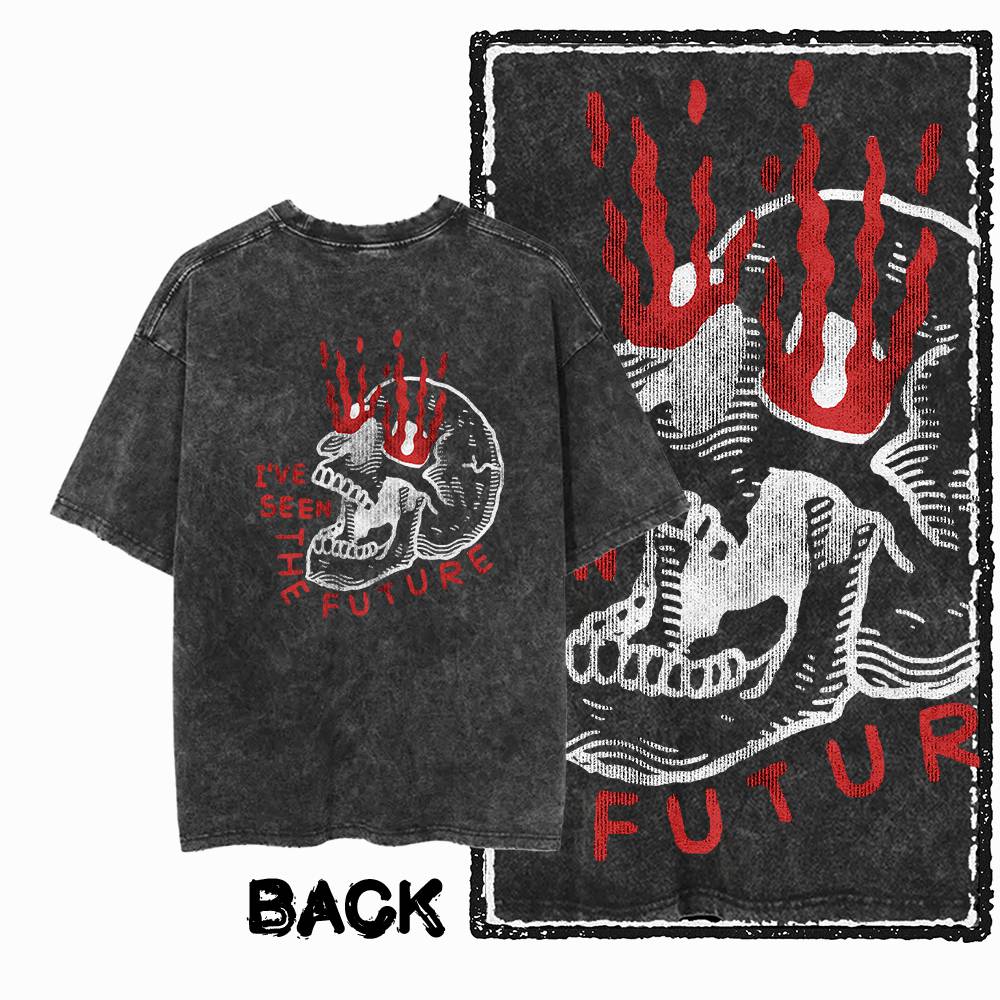 THE COOLMIND Men s Skull Print Cotton T-Shirt L