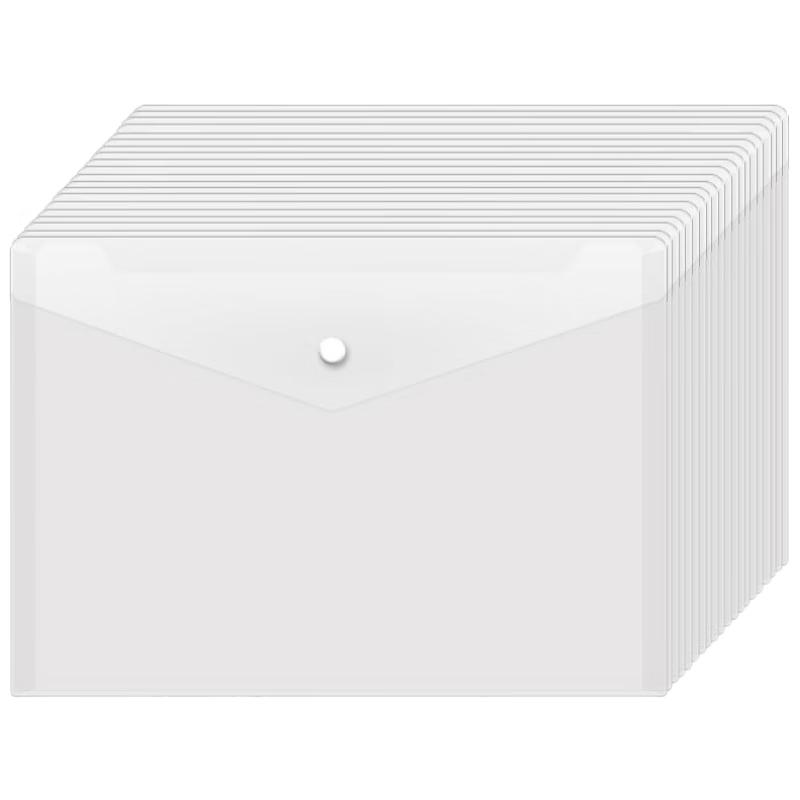 SIMAA A4 Transparent Thickened Snap File Folders, 20-Pack