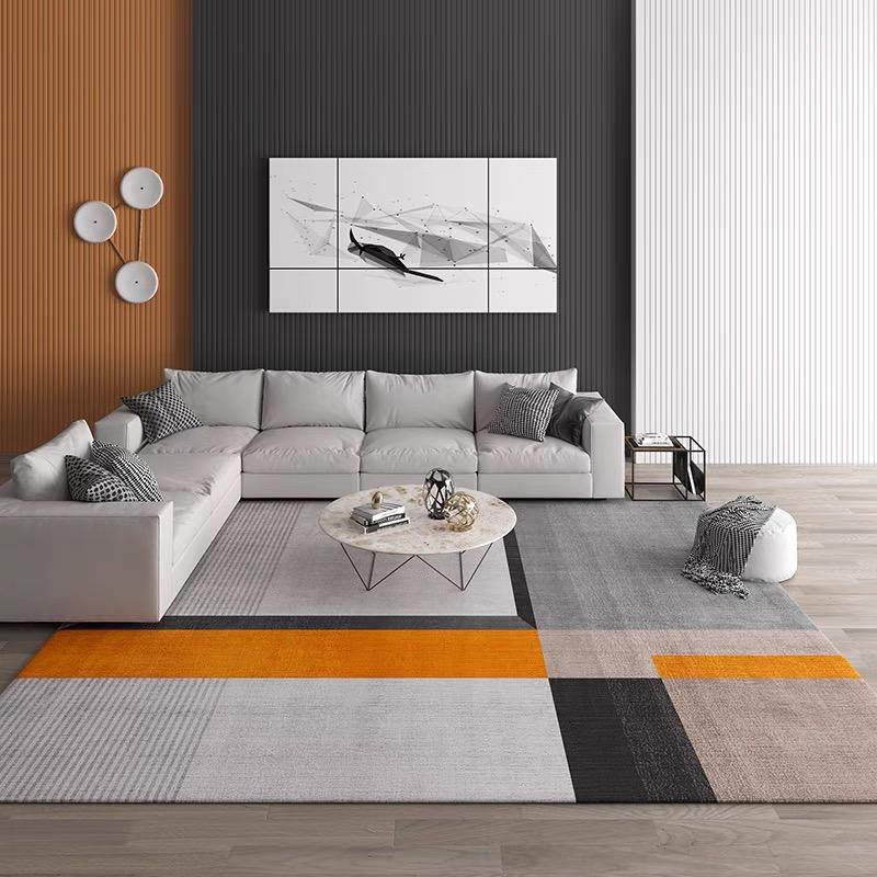 Light Luxury Crystal Velvet Carpet Orange Living Room Large Area Carpet Sofa Coffee Table Mat Home Bedroom Hallway Carpet