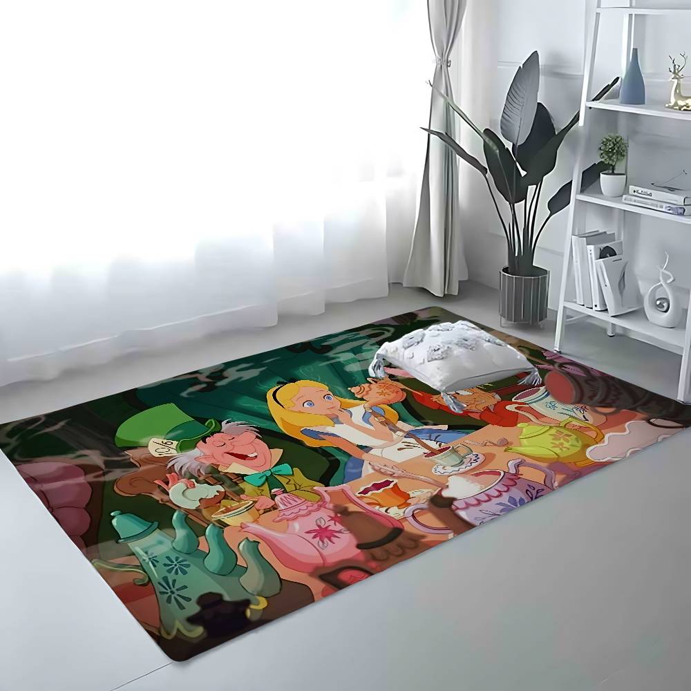 A-Alice In Wonderland Floor Mat Bathroom Absorbent Mat Simple Door Dirt-resistant Mat Home Kitchen Mat Foot Mat Entry Mat
