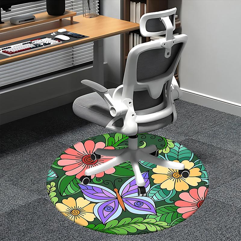 

Colorful Butterfly Office Carpet Chair Mats, Vibrant Floral Design for Home Decor, Office Carpet Gift, Suitable for Bedroom, Living Room, Various Roo 80cm by 80cm