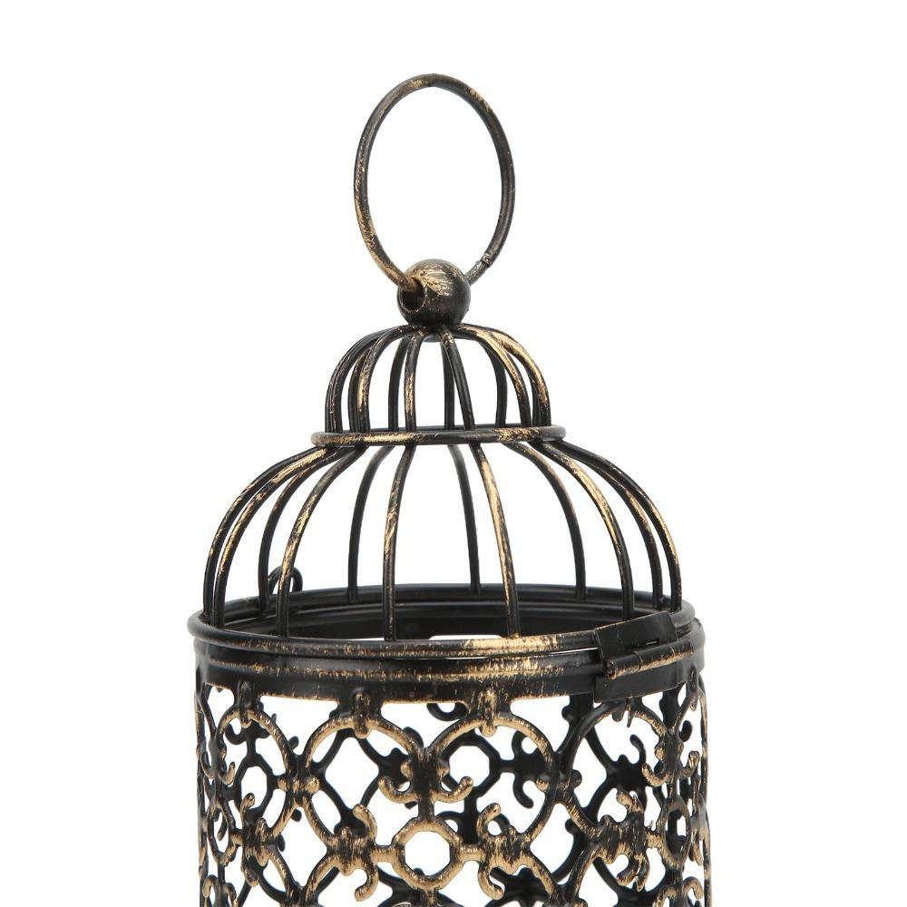 Metal Vintage Candle Holder Brush Gold Hanging Candle Lantern Iron Candle Holder Outdoor Terrace A