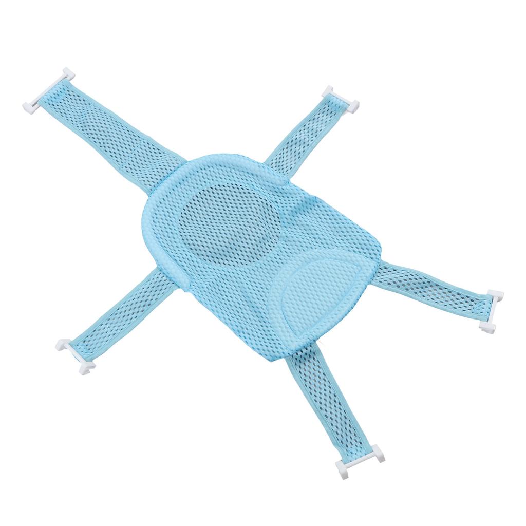 Five Corner Bath Seat Support Net Skid Proof Adjustable Universal Breathable Mesh Soft Headrest Baby Bath Net for Infant Blue