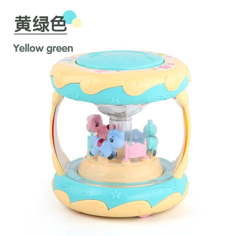 

Детская музыкальная карусель-барабан, 3D-проекция, свет и звук, игрушка с режимом Storytime, вращающиеся друзья-животные для раннего обучения зелёный