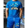 2026 Summer Men 2pcs Set Mens Six Seven 67 Pattern No Denim T-Shirt Shorts Set Adult Men Jogging Plus Size Tracksuit 2 Piece Set