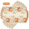 4/ 6pcs Orange & White Pumpkin Daisies Placemats 12x18 Inch Fall Thanksgiving Table Decorations for Kitchen Dining Party Home Decor