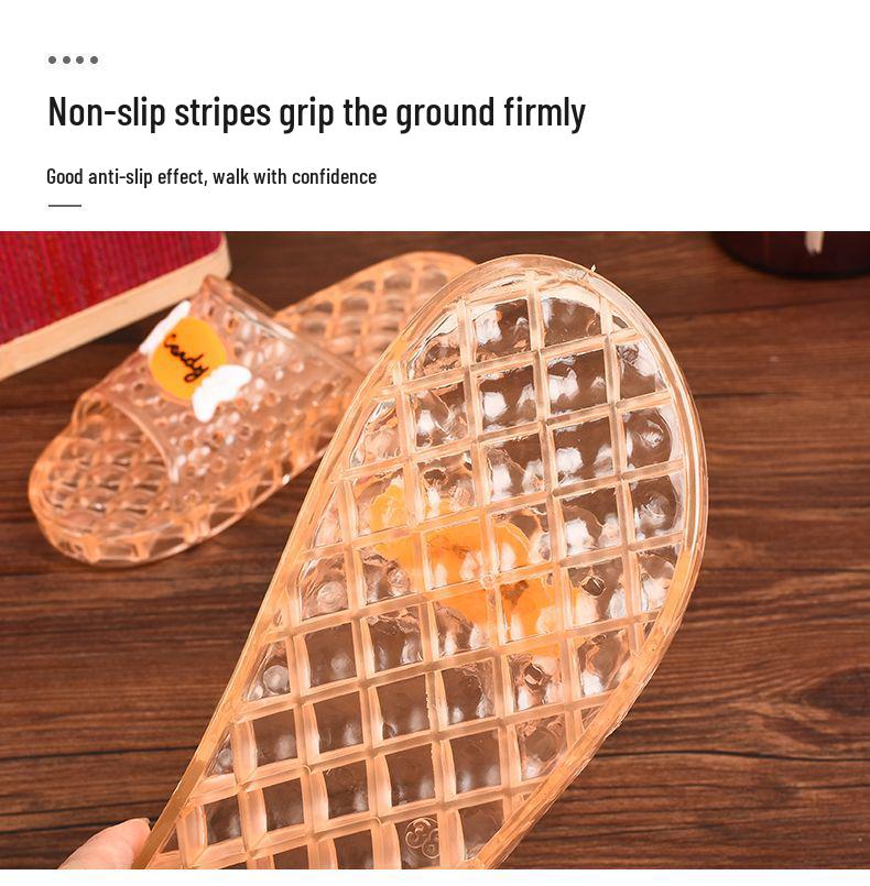 Women's Non-Slip Crystal Clear Mid-Heel Slippers - Comfortable & Foot-Friendly for Bathing & Home Use