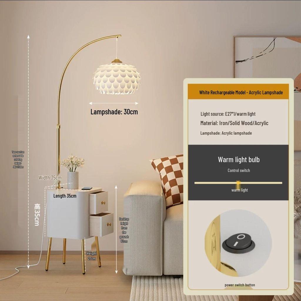 Modern Cream Floor Lamp: Versatile Style for Bedroom, Living Room, and Bedside