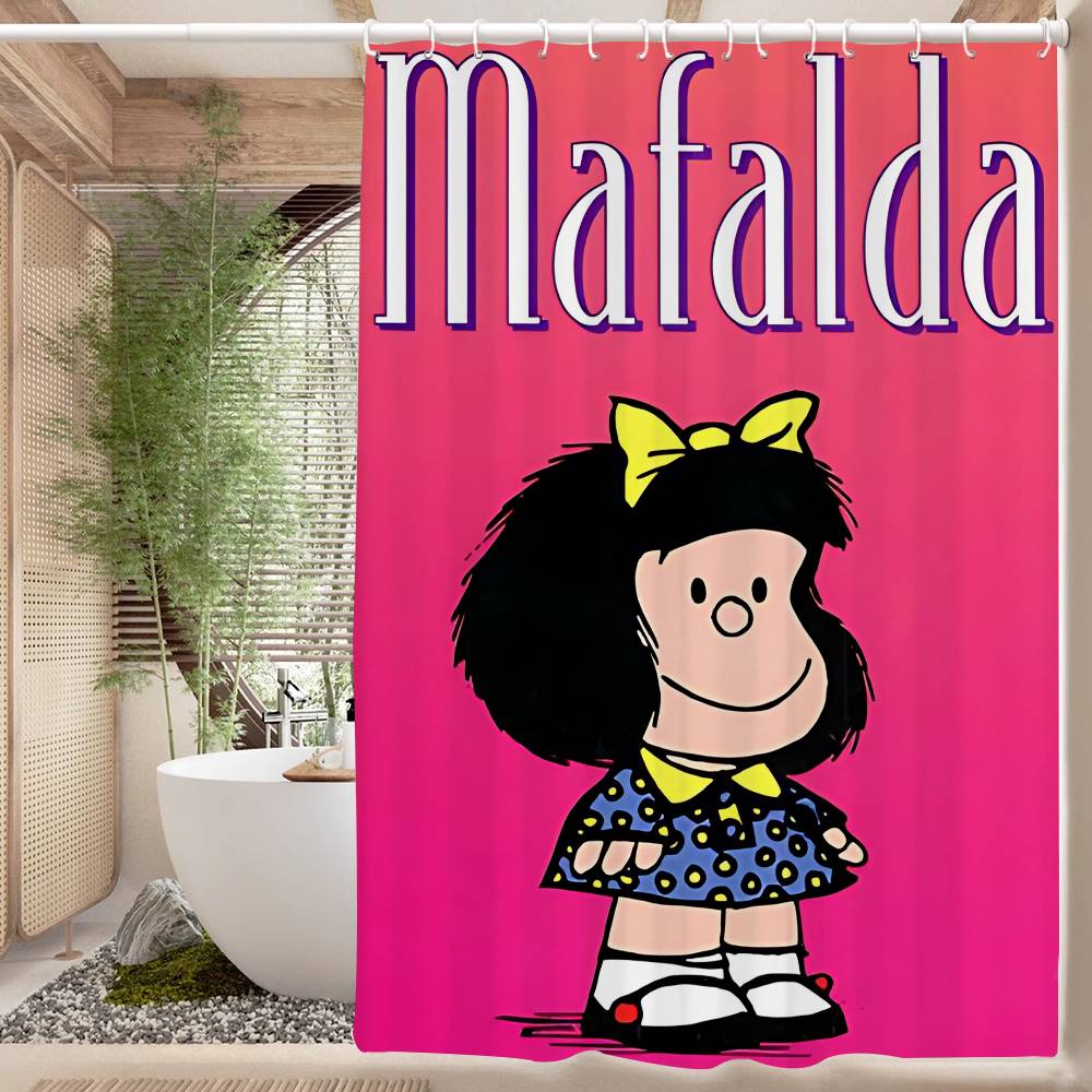 Cartoon Mafalda Bathroom Shower Curtain Shielding Partition Shower Curtain Quick Dry Can Be Scrubable Light Opaque Bath