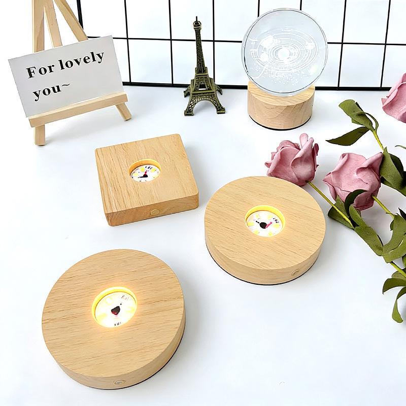 Solid Wood Aroma Diffuser with Luminous Base and Seven-Color Night Light for Fish Tanks and Decor.