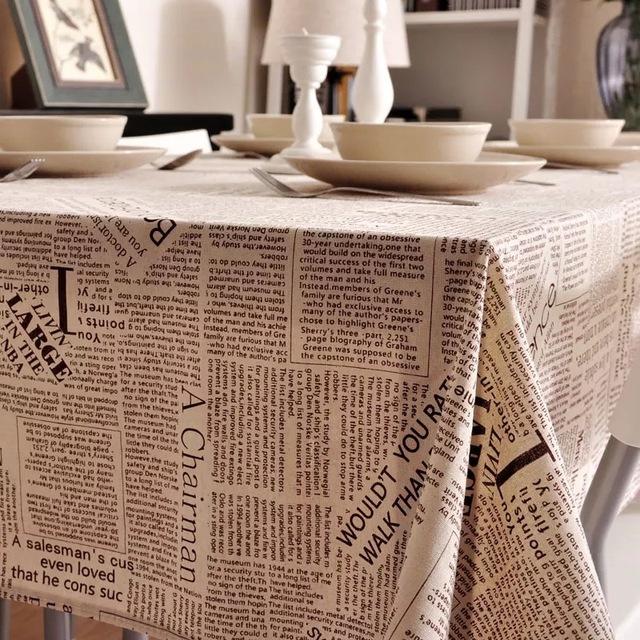 Retro British European English Newspaper Pattern Tablecloth Coffee Pendant Tea Table Pad