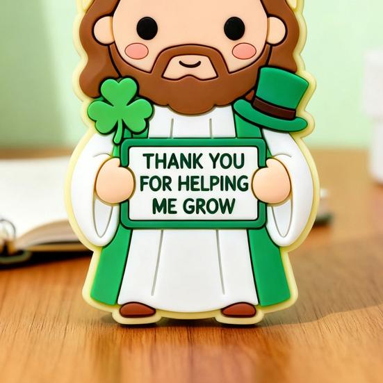4 Pcs St. Patrick's Day Little Jesus Figurines Thank You for Helping Me Grow Tiny Jesus Figures Religious Gifts for Desktop Mantel Shelf Home Decor