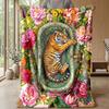 Tiger Relaxing on Beach Theme blanket Lightweight Warm Flannel Blanket Decorative Throw Blanket for Home Decoration