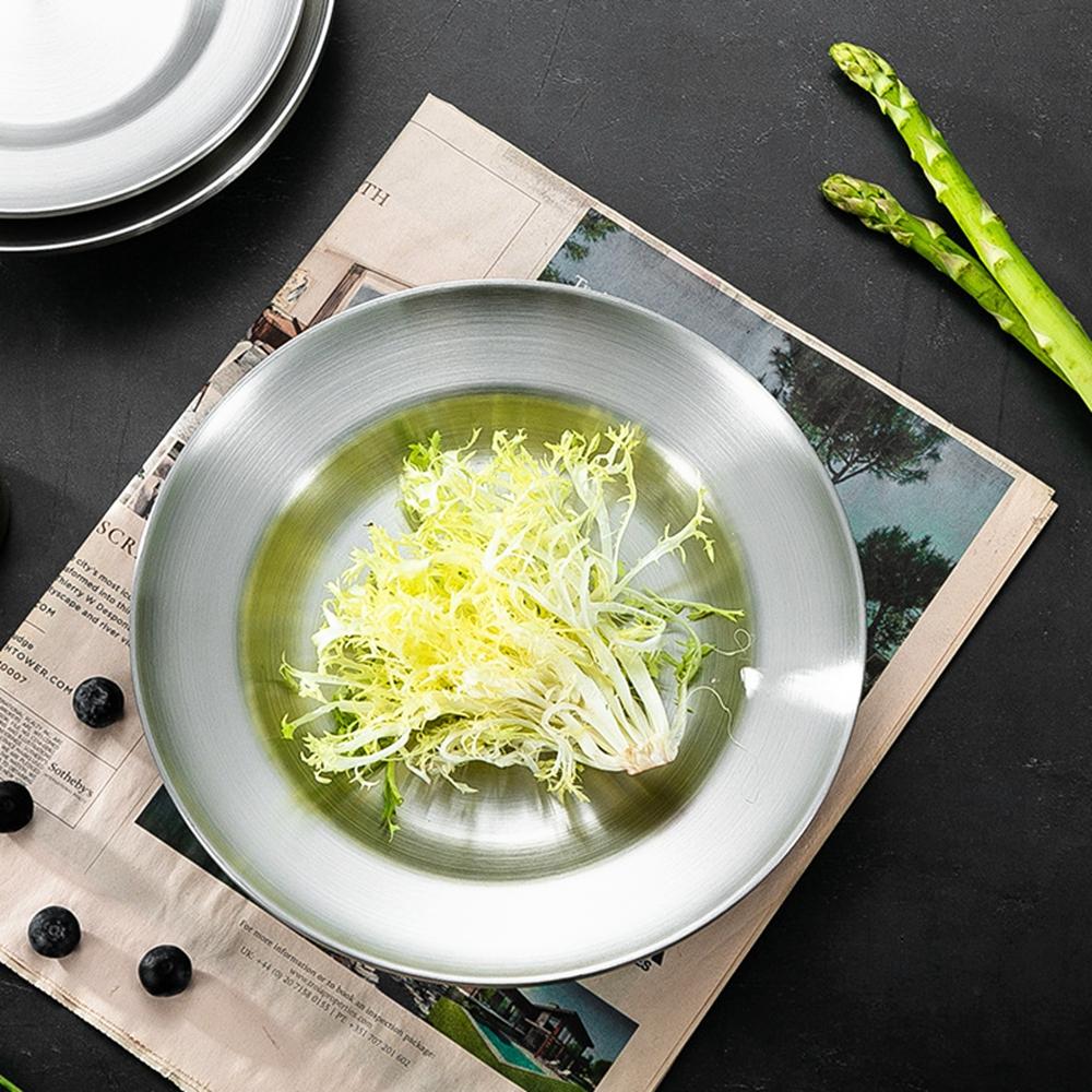 1PC Stainless Steel Plate 8in Ultra-Portable Dinnerware Metal Dinner Plates for Kids Toddlers Grate for Outdoor Camping Picnic