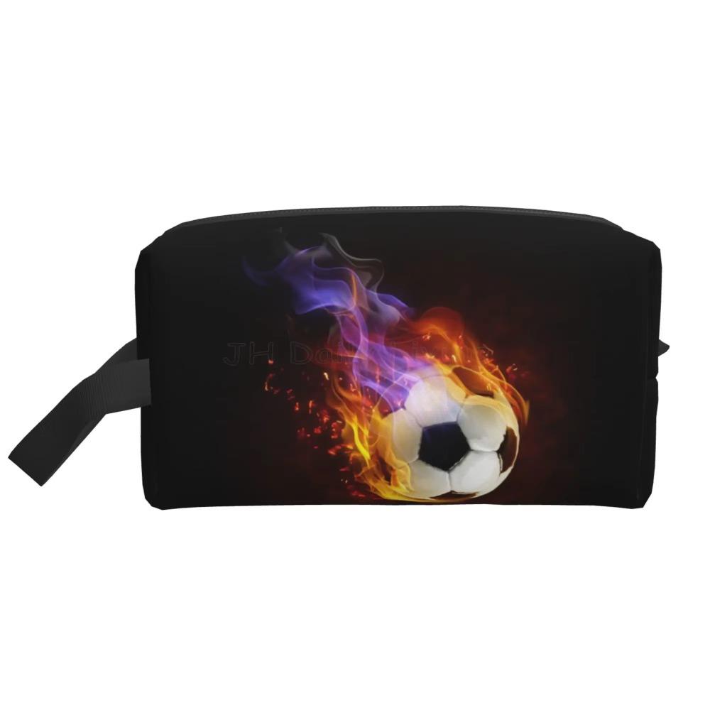 Voetbal Voetbal Bal Kunst Patroon Opbergtassen voor Mannen Vrouwen Draagbare Make-up Cosmetische Tas Grote Capaciteit Reisopbergorganizer