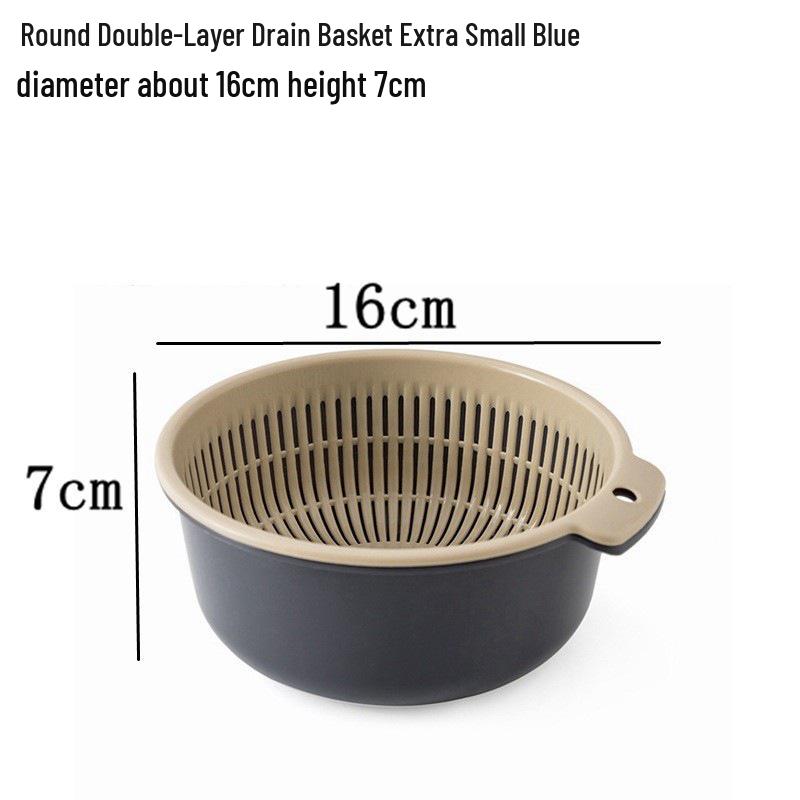 Hui Si Dual-Layer Kitchen Colander and Storage Basket for Fruits and Vegetables