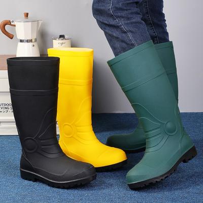 Chaussures de pluie pour homme Grandes Chaussures en caoutchouc jaune mat épaissies Bottes de wading Chaussures de travail Chaussures d'eau Bottes de pluie pour homme Bottes hautes pour l'eau