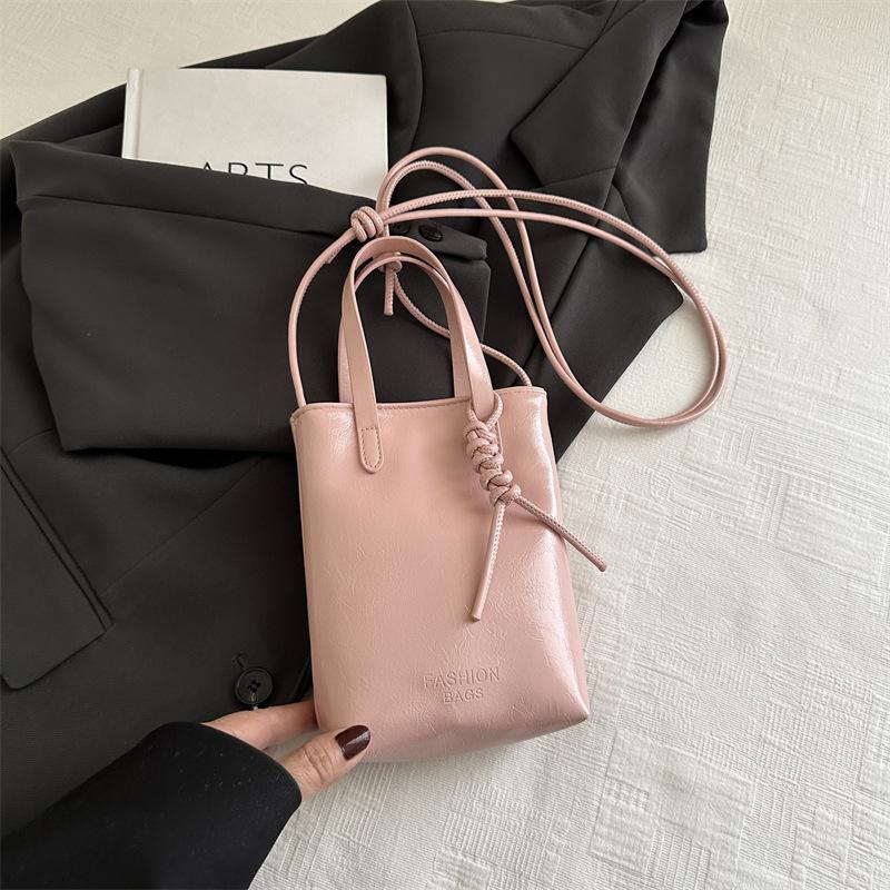 Women's Mini Faux Leather Phone Bag, Trendy Shiny Shoulder Crossbody Purse, Small Handheld Handbag for Daily Outings