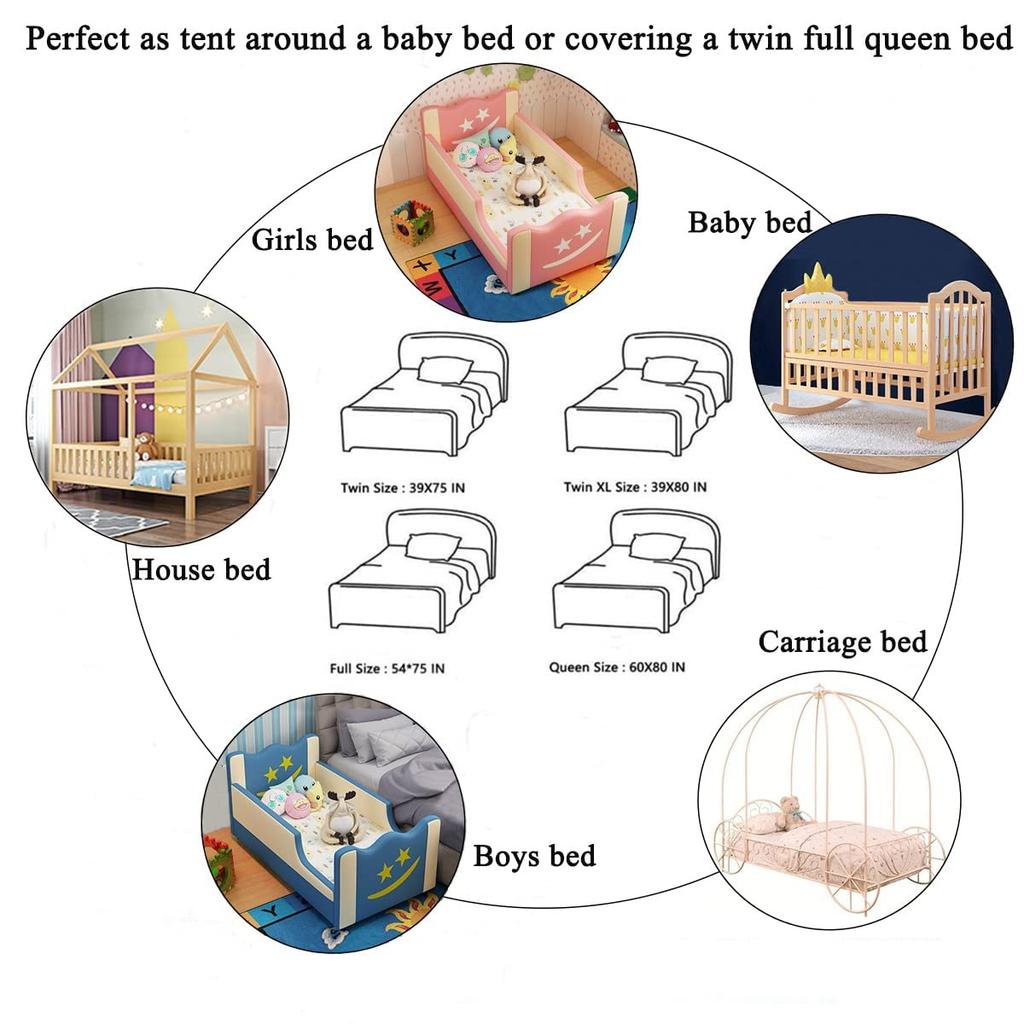 Mosquito Net Bed Canopy For Girls Room With Led Light Curtains DIY Princess Decor With Butterflies Design
