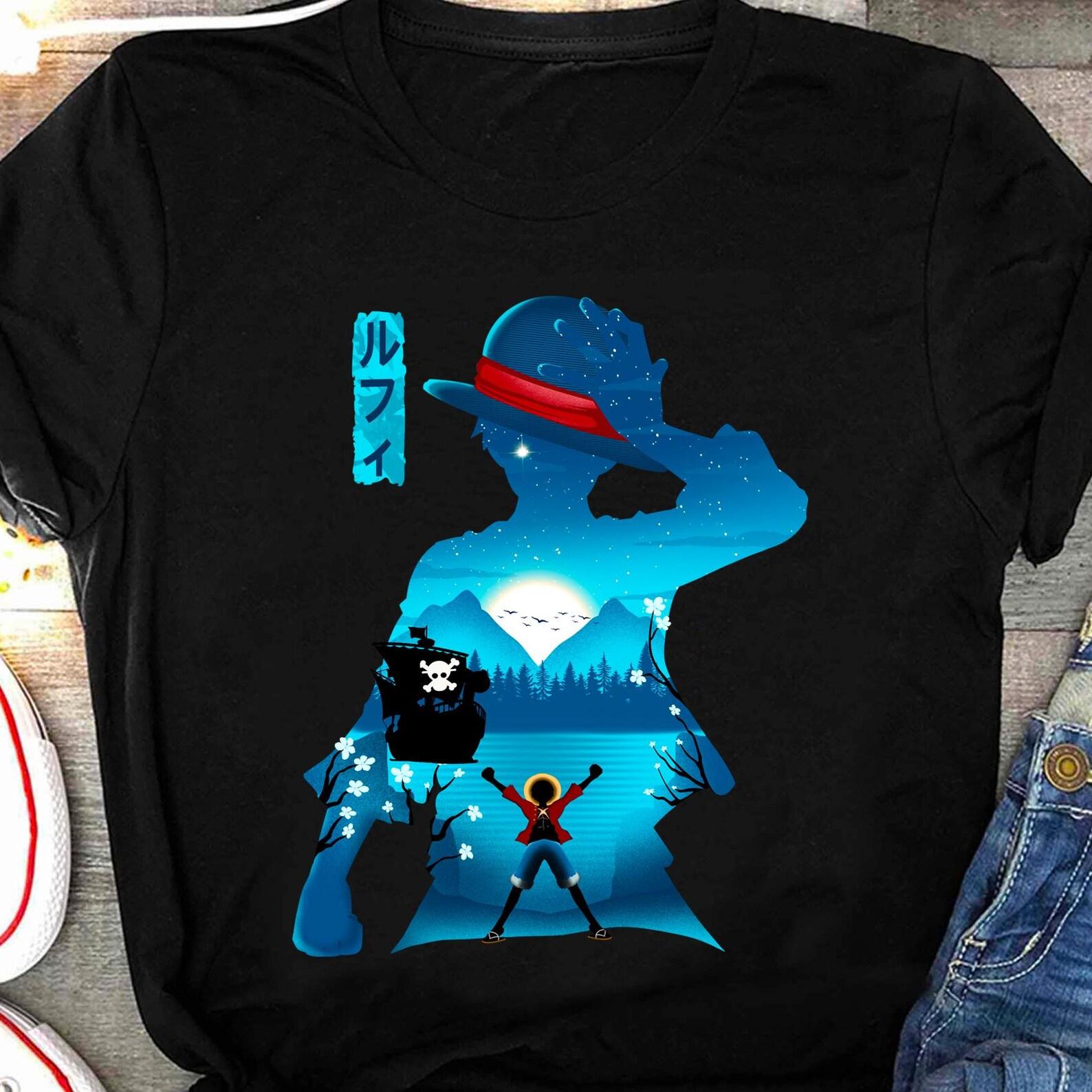 Luffy Haki Straw Hat Shirt, Joy Boy Monkey D Luffy One Piece Gear Anime Shirt, Mugiwara, Ace, Shanks, Japanese Pirate King Manga Tee L