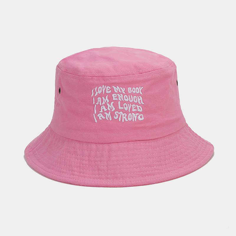 Hat Women's Fashion Summer Letter Embroidered Bucket Hat Men's Outdoor Breathable Sunscreen Sun Hat Versatile Outing Basin Hat