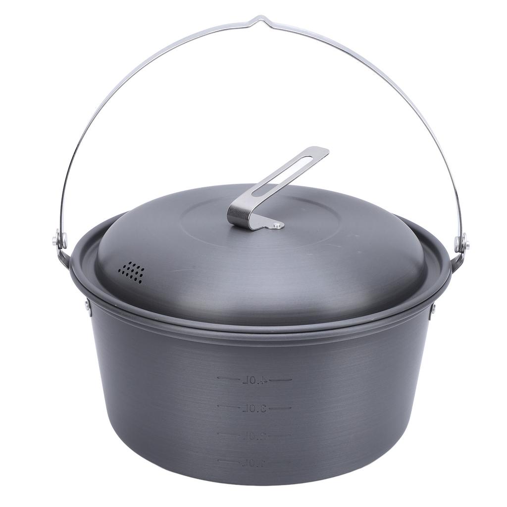 Outdoor Picnic Pot 5L Large Capacity Portable Camping Cookware Kit for Barbecue Cooking Boiling
