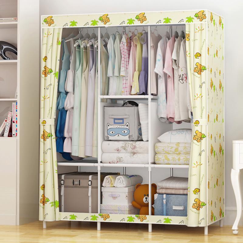 Moderne minimalistische Stoffgarderobe: Einfach zu montierender Aufbewahrungsschrank für das Schlafzimmer