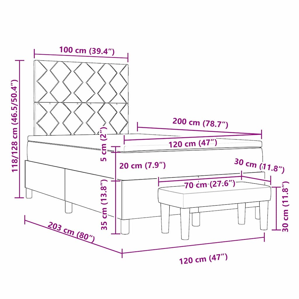Box Spring Bed with Cushions and Headboard Blue 200 x 120 cm Fabric
