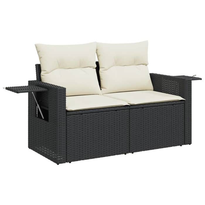 VidaXL Salon de Jardin avec Coussins 10 pcs, Canapés de Terrasse, Ensemble de Meubles de Patio, Mobilier d'Extérieur, Noir 3224775