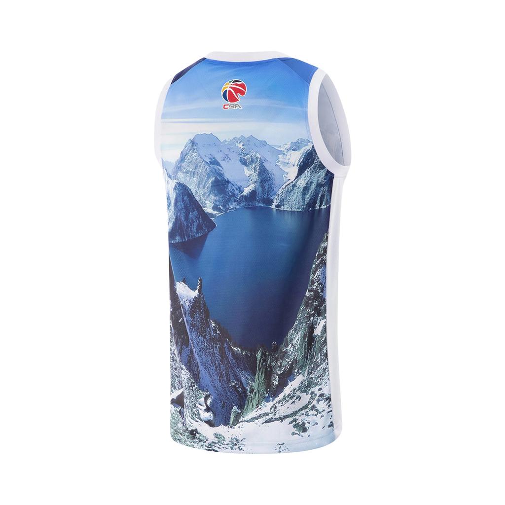 Li Ning CBA Series Basketball Simple Versatile Round Neck Sports Breathable Quick-Dry Basketball Vest Men tops Standard-White AAYV215-2