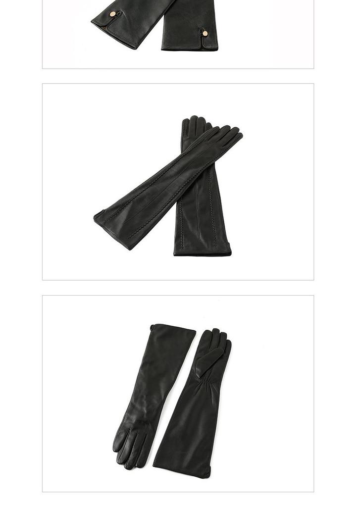 European & American Ladies 45cm Sheepskin Touchscreen Gloves with Velvet Lining for Autumn/Winter.
