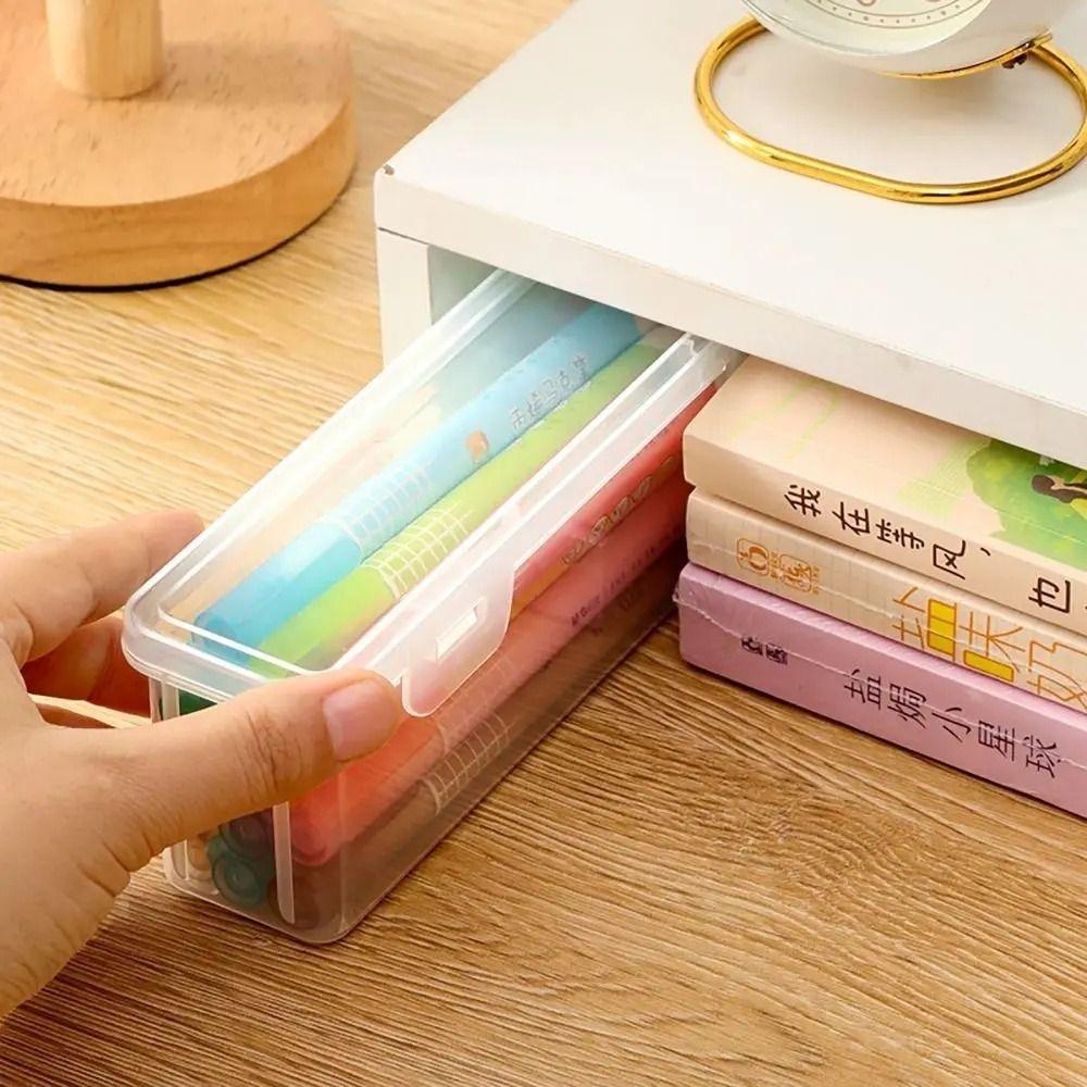 Buckled Desktop Storage Box Plastic Stationery Box Waterproof Pencil Case  School Office