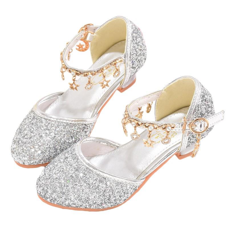 Girls' Pink Rhinestone Princess Sandals - Breathable & Fashionable Korean Style for Medium and Large Children's Summer Performance