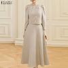 ZANZEA Women Long Sleeve Blouse and Long Skirts Casual Two Piece Suit Sets