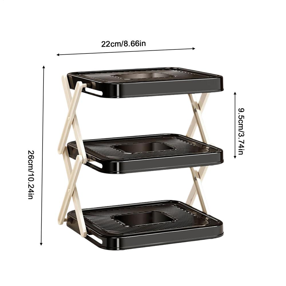 Multi-Layer Food Prep Tray Rack 3-Layer Countertop Storage Stand Multifunctional Meal Prep Rack For Cooks Chefs Meal Preppers чёрный