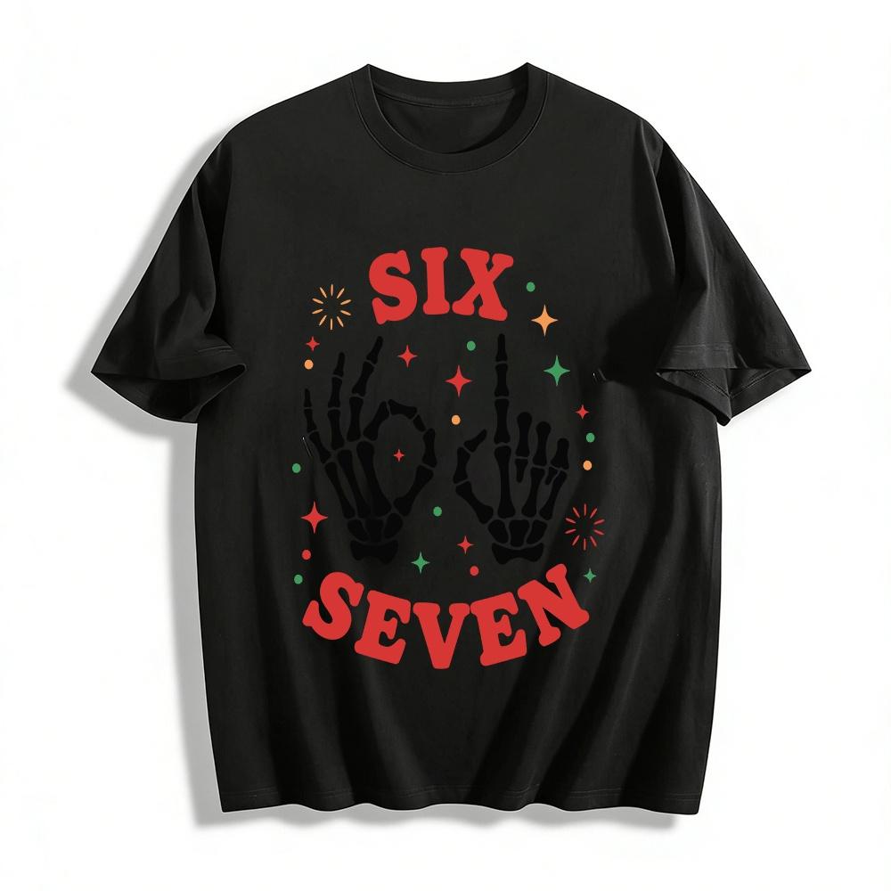 Halloween Skeleton Hand Six Seven Fun Print Casual Top Pure cotton T-shirt XXS