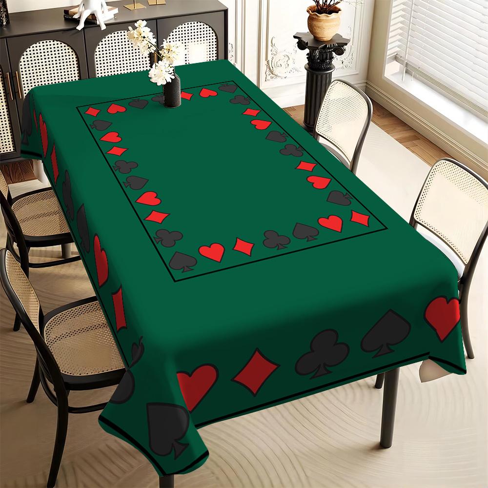 Texas Hold Em Thema Bedrukte Rechthoekige Tafelkleed Voor Huis Vakantiefeest Decoratie Eettafelhoes 145x200cm