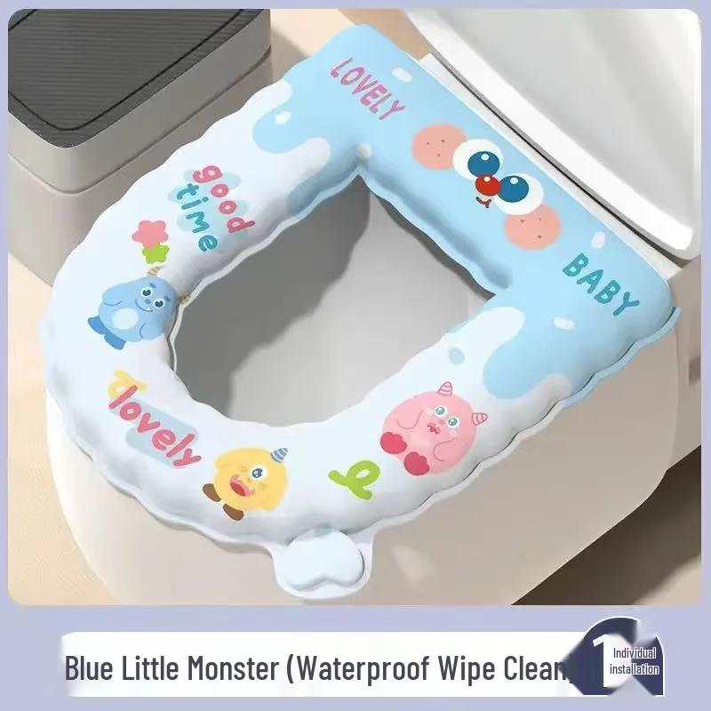

Universal Cartoon Waterproof Toilet Cushion for All Seasons Little Monster Toilet Cushion [Random Pattern] синій