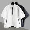 Men's Black Half Zip Short Sleeve Jacket Casual Oversized Streetwear Windbreaker