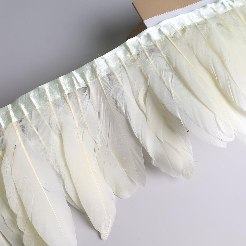 Feather10Meters Goose Feather Fringe Ribbon Handicraft Accessories White Swan Feathers Trims Carnival Plumas Dress Decoration