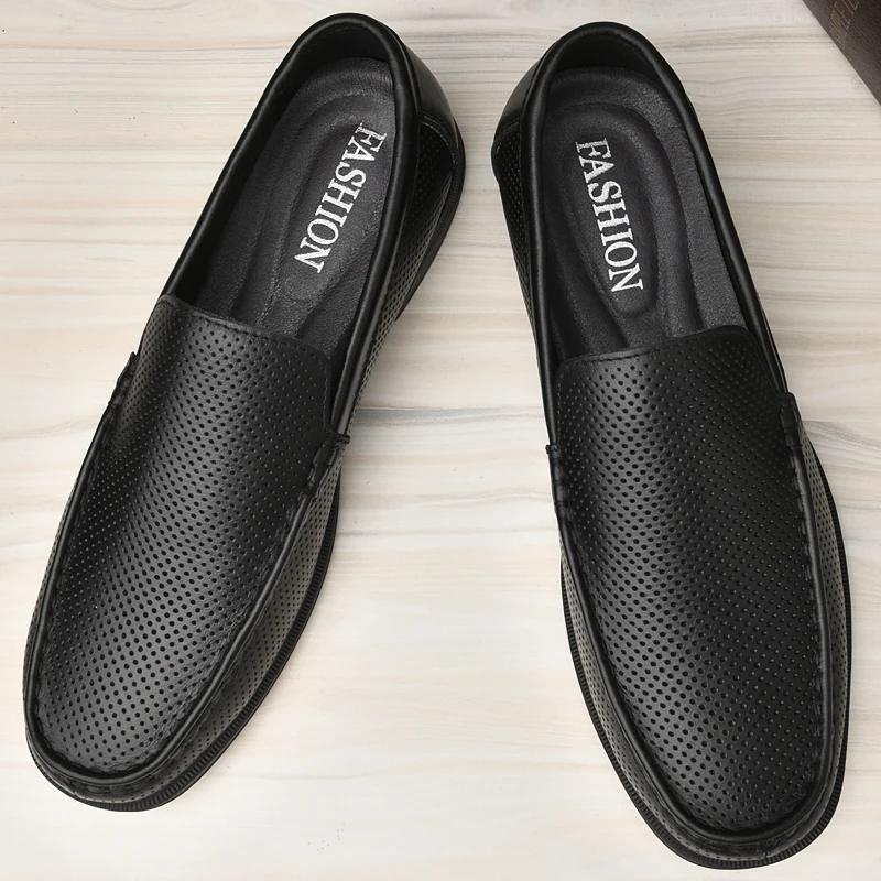 Fashion Genuine Leather Mens Shoes New Design Casual Loafers Slip-on Business Dress Shoes Comfortable Driving Footwear Classic Moccasins