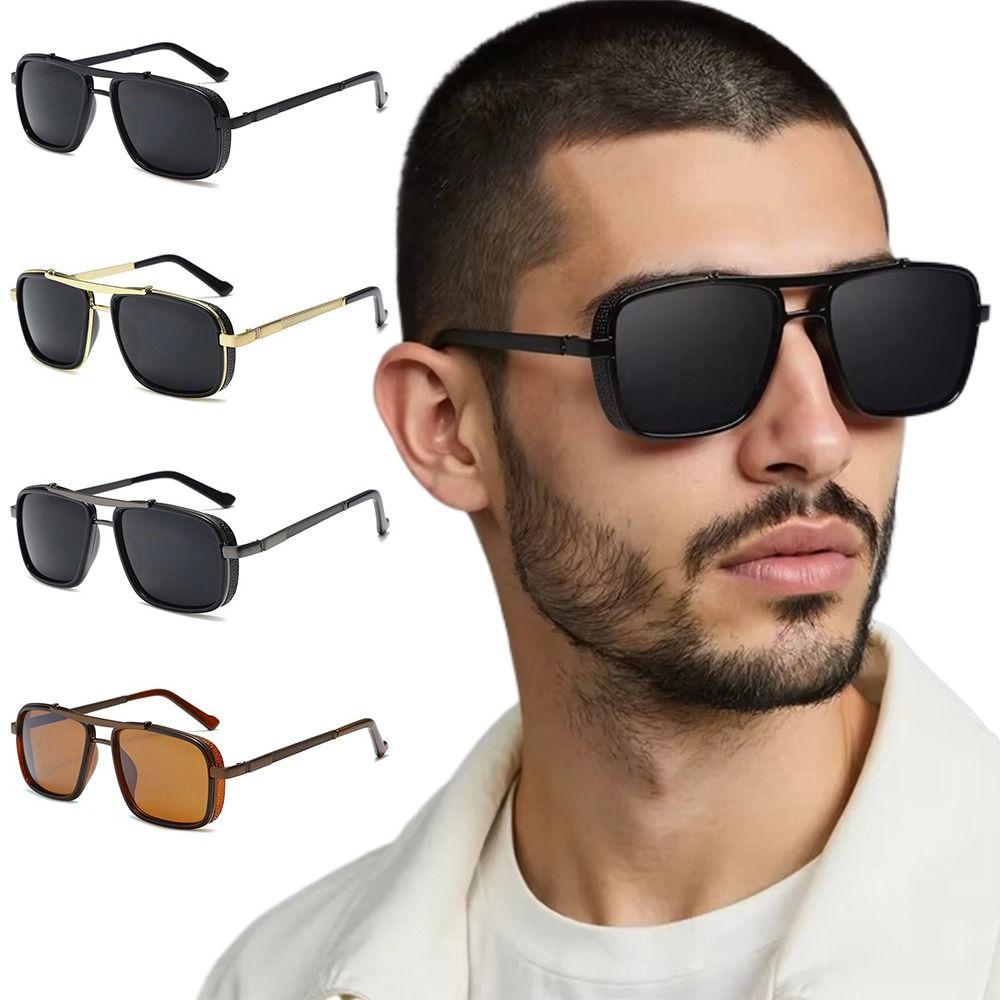 Luxury Double Bridge Shades Classic Metal Frame Sun Glasses Steam Punk Eyewear for Outdoor Driving