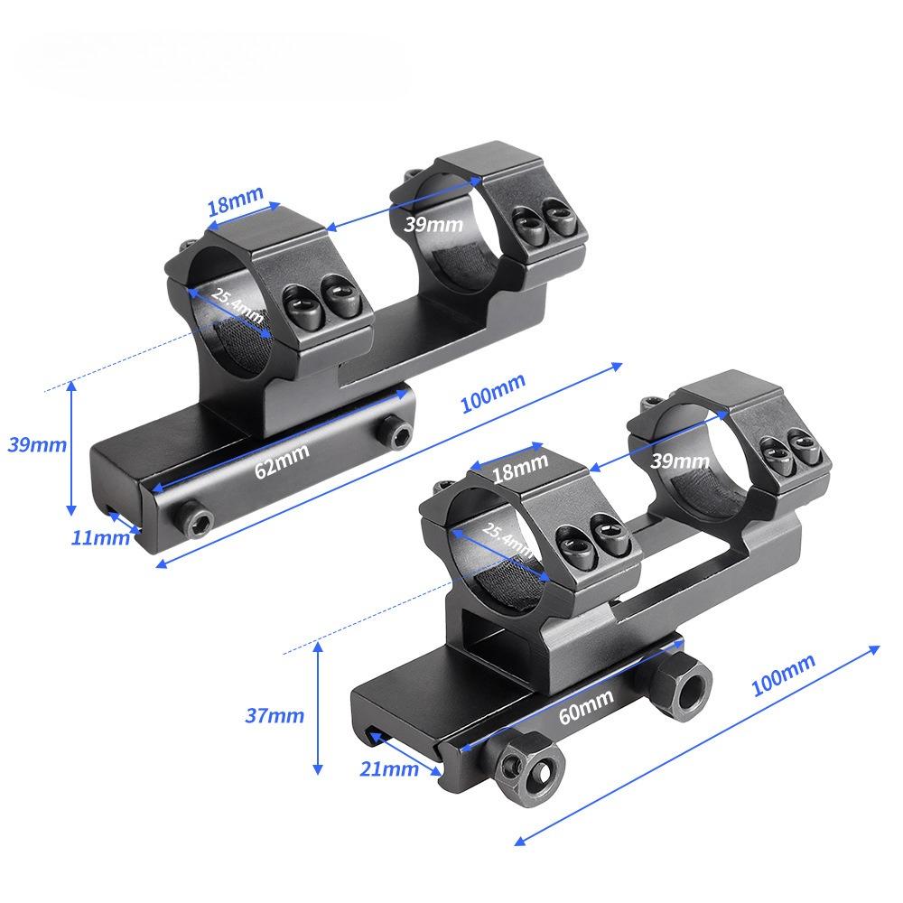 25.4mm/30mm Tube Ring Optics Scope Mount One-Piece Cantilever 11mm/20mm Rail Tactical Flat Top Laser Sight Mount Base