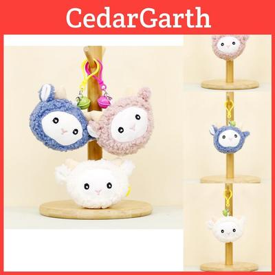 Plush Sheep Keychain With Bell Cute Lamb Head Soft Couple Bag Decoration