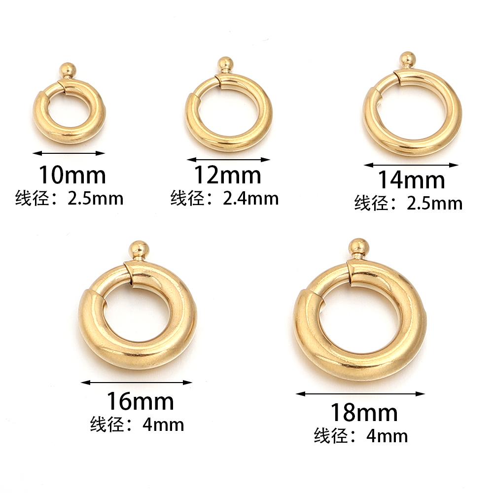 2Pcs Stainless Steel Spring Clasps Round Ring Clasps Hooks Jewelry End Connectors For DIY Handmade Bracelet Necklace Accessories