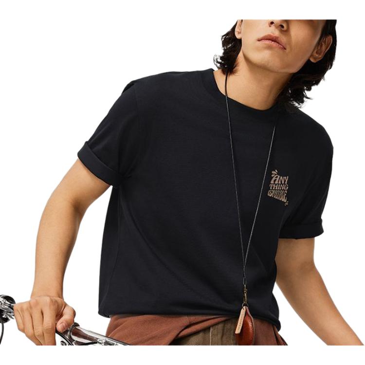 Li Ning Sports Life Collection Drop Shoulder Sleeve T Shirt Men's Black AHSU305-4
